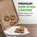 NutriChef 2-Piece Nonstick Stackable Cookie Sheet Set – Non-Toxic Carbon Steel Baking Pans – Heavy Duty, Warp-Resistant, Easy to Clean, Oven & Dishwasher Safe Bakeware