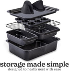 Country Kitchen Nonstick Stackable Bakeware Set - Deluxe Heavy Duty, Durable, Easy Release Baking Set, 8 Pcs, Black