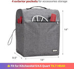 HOMEST Stand Mixer Dust Cover Compatible with KitchenAid 5/4.5 Quart Bowl Lift, Zipper Pocket for Various Kitchen Appliance Accessories, Grey (Patent Design)