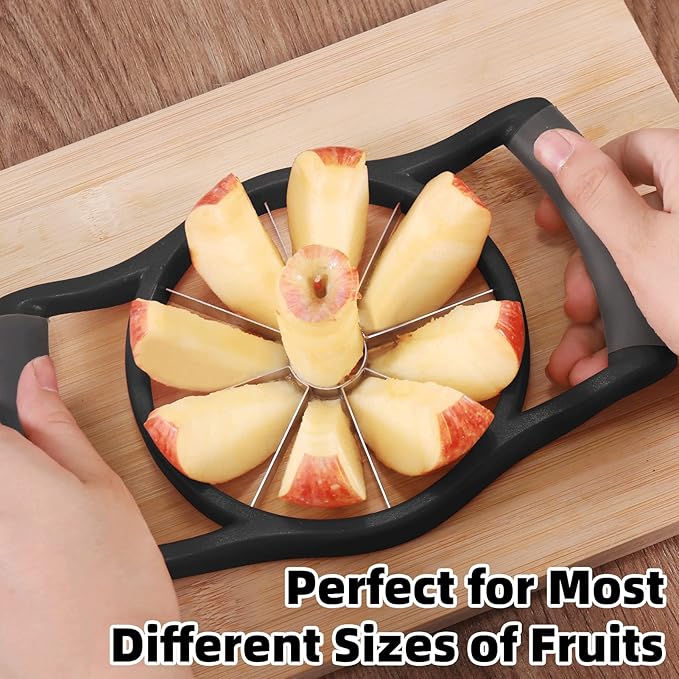 Newness 5.12 Inch Extra Large Apple Slicer, 8-Blade, Stainless Steel, Black