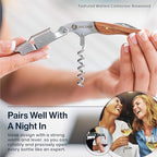 Hicoup Wine Opener - Professional Corkscrews for Wine Bottles w/Foil Cutter and Cap Remover - Manual Wine Key for Servers, Waiters, Bartenders and Home Use - Stainless Steel With Red Pear Wood Inlay