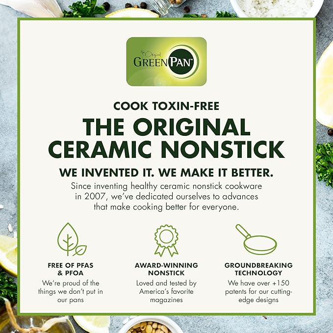GreenPan Rio 16 Piece Cookware Pots and Pans Set, Hard Anodized Healthy Ceramic Nonstick PFAS-Free, Bakelite Handles, Frypans, Saucepan, Saute Pan, Stock Pot, Kitchen Tools, Dishwasher Safe, Black