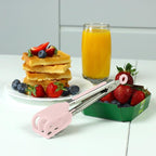 Mini Waffle Tongs by StarBlue Pink – 8 Inches Silicone and Nylon Serving Tongs with Non-Slip Smooth Handles, Non-Scratch and Dishwasher Safe, Multipurpose Spatula for Belgian Waffle Serving