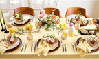 Solino Home Linen Tablecloth 52 x 52 Inch - 100% Pure Linen Golden Straw Square Tablecloth - Fete, Machine Washable Table Throw