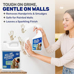 Wall & Baseboard Cleaner - Safe for Painted Walls & Trim | Eco-Friendly, No-Rinse, Kid & Pet-Safe | Anti-Resoil, Streak-Free Finish | Made in the USA | Refill - 1 Gallon (128 Fl Oz)