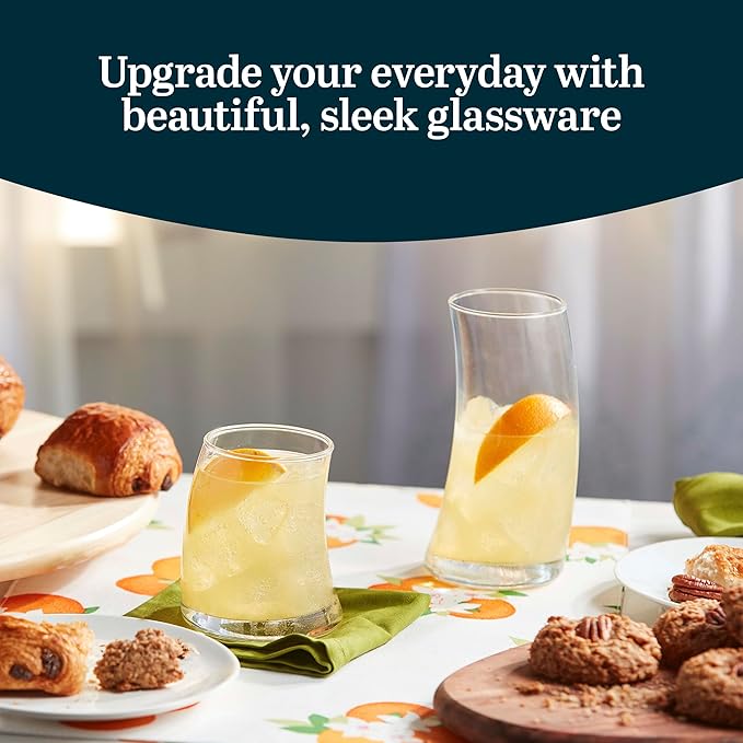 Libbey Swerve 16-Piece Tumbler and Rocks Glass Set