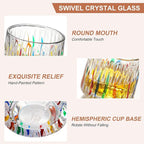 Rotatable Old Fashioned Glass Cup, 275ml/10oz Crystal Whiskey Glass Set of 2, Wood Coaster, Thickening, Used as Rum Glass Cup, Cocktail, Coffee, Milk to Relax and Reduce Stress, Christmas gifts