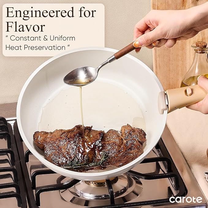 CAROTE 33pcs Pots and Pans Non Stick, Cookware Sets Detachable Handle, Induction Kitchen Pots and Pans, NonStick Cooking Set, Oven/Dishwasher/Fridge Safe, Space Saving
