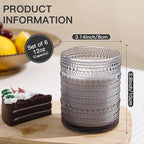 JOVGANK Grey Vintage Hobnail Drinking Glasses Set of 6, Embossed Water Tumbler 12oz, Kitchen & Bar Beaded Glass Cups, Beverage Glass Cups for Water, Beer, Juice, Housewarming and Mother's Day Gift