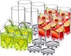 Amazing Abby - Liberty - 12-Ounce and 16-Ounce Plastic Tumblers (Set of 16), Plastic Drinking Glasses, All-Clear Reusable Plastic Cups, BPA-Free, Shatter-Proof, Dishwasher-Safe