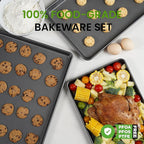 LISI 3-Piece Nonstick Baking Sheet Set – 16"x12", 15"x10", 13"x9" Carbon Steel Cookie Sheet Pan Set, Baking Trays for Oven, Heavy-Duty Bakeware for Home Kitchen