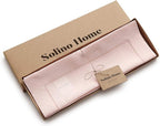 Solino Home Linen Cloth Placemats Set of 6-100% Pure Linen Hemstitch Pink Placemats 14 x 19 Inch - Classic Hemstitch Table Place Mats for Valentines