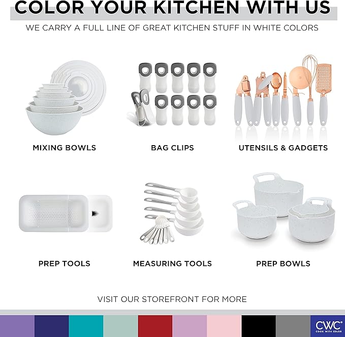 COOK WITH COLOR Kitchen Gadget Set Copper Plated Stainless Steel Utensils with Soft Touch Handles, Copper White, 10 Pieces