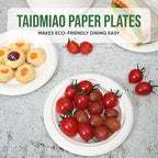 Dessert Plates, 100 Pack Small Paper Plates, Paper Plates 6 Inch – 100% Compostable Plates, Water & Oil Proof Disposable Plates, Microwavable Perfect Paper Plate For Party - White