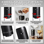 Portable Electric Coffee Bean Grinder with 40 Adjustable Settings, Small Espresso Grinder Rechargeable Burr Coffee Grinder with Multiple Grinding Settings for Travel, Camping, Home & Office.