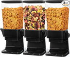 Cereal Dispenser Countertop 3pcs,5.5L Cereal Containers Storage Dispenser for Pantry,Dry Food Storage Rice Containers,Candy Dispenser,Snack Organizer Machine for Grains, Nuts,Oatmeal, Pet Food Black