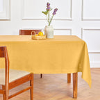 Solino Home Linen Tablecloth 60 x 108 Inch - 100% Pure Linen Mustard Yellow Table Cloth for Rectangle Tables - Fete, Machine Washable Tablecloth