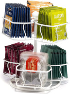 Sorbus Tea Bag Spinning Carousel - Tea Caddy Organizer for Countertop - Matcha Station Accessories - 2 Tier Revolving Storage for Pantry - Holds Up to 60 Large Tea Bags