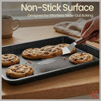 Diamond Bottom Cookie Sheet Set of 2, Nonstick Gray Marble Carbon Steel Baking Pans for Crisp Baking, Space-Saving Stackable Trays, PFOA, PFOS, PTFE Free, Oven Safe Up to 450°F, Small & Medium Pans