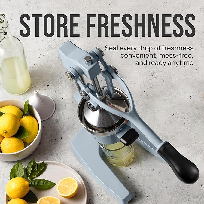 Zulay Kitchen Cast Iron Juicer - Easy-to-Clean Heavy-Duty Manual Juicer, Professional Citrus Juicer - Stainless Steel Lemon Squeezer - Manual Citrus Press & Orange Squeezer - Orange Juicer