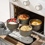 DAFUCERAMIC Ramekins 8 oz Oven Safe, Porcelain Creme Brulee Ramekins Pudding Custard Cups Small Ceramic Souffle Dishes Baking Bowls Set of 4 (GREEN BLUE)