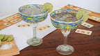 Confetti Dots Hand Blown Margarita Glasses - 100% Recycled Mexican Glassware - Artisan Crafted Drinking Glasses for Margaritas, Frozen Cocktails or Tequila - Set of 4 (14 oz)