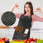 BeLuyi 2 Pack Adjustable Bib Apron with 2 Pockets Chef Cooking Kitchen Restaurant Aprons for Women Men