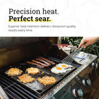 Lodge Double Play Reversible Cast Iron Grill/Griddle - Dual-Sided with Double Burner Configuration for Eggs, Pancakes, Burgers & More - Seasoned, Non-Toxic Cookware - Heavy-Duty Grill Pan - Black