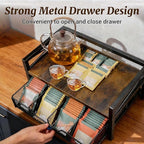 NANXITU Tea Holder Organizer,Wood Tea Box Organizer Storage Box,Tea Caddy for Tea Bags Organizer Drawer,with 8 Compartments Multi-Functional Tea Station Chest for Countertop