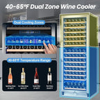180 Bottles Wine Fridge 24 Inch Dual Zone Wine Cooler Refrigerator Freestanding Wine Refrigerator with Glass Door and Safety Lock, Large Wine Cellar for Home, Office, Kitchen