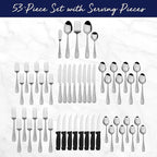 Pfaltzgraff Garland Frost 53-Piece Stainless Steel Flatware Serving Utensil Set and Steak Knives, Service for 8 (Pack of 2)