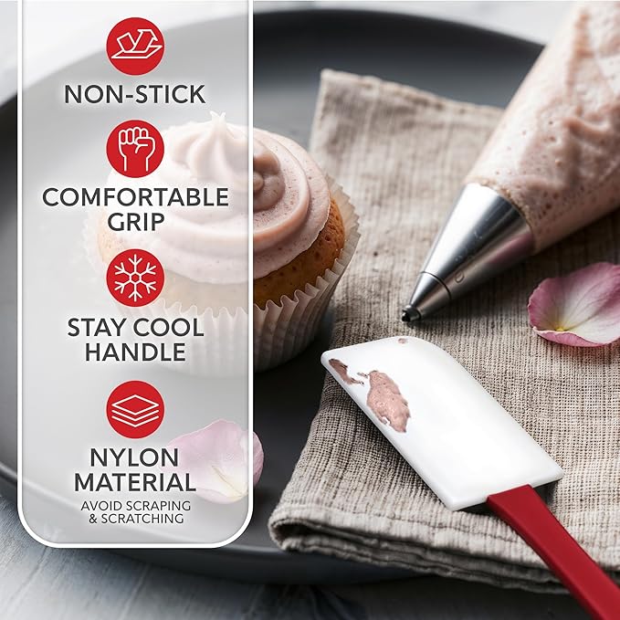 Silicone Spatula Set, 17 Piece Baking Utensils, Nylon and Stainless Steel, Non Stick and Heat Resistant Bakeware set New Baker's Gadget Tools Collection