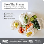 LEAFICO Reusable Produce Bags – 100% Cotton Mesh & Solid Hybrid (Mixed Sizes 8 Pcs – S/M/L/XL) – Multi-Use Grocery & Storage Bags for Fruit, Vegetables, Toys, Clothes, Travel – Washable, Zero Waste