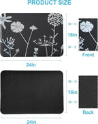 Dish Drying Mat for Kitchen Counter, 16"x24" Dish Drying Pad with Non-slip Rubber Backed, Hide Stain Anti Absorbent for Kitchen Counter, Drying Mat for Coffee Machine Dish Rack (Gray Daisy)