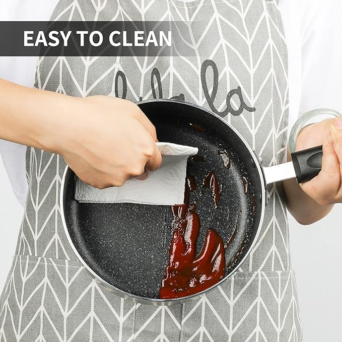 Nonstick Saucepan Set - 1 Quart and 2 Quart,Ultra Non Stick Sauce Pan Small Pot with Glass Lid,Great for Home Kitchen Restaurant,Black