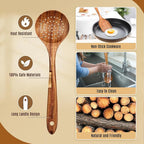 Wooden Spoons for Cooking, Wooden Utensils for Cooking Natural Teak Wooden Kitchen Utensils Set Comfort Grip(5 PCS SET)