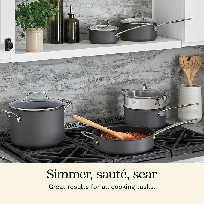 Cuisinart Chef's Classic™ Nonstick Hard Anodized 17 Piece Set w/Tempered Glass Lids