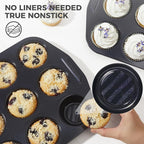 HONGBAKE 9-Piece Non Stick Bakeware Sets with Wave Texture for Reduced Grease, 0.8mm Thick Non Toxic Baking Pans Set, Includes Stackable Cookie Sheets for Oven Cooking, Shimmer Blue
