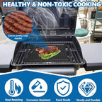 SafBbcue Cast Iron Pot, Griddle Pan Hot Plate Ridged Surface, Pre-Seasoned, Grill for Stovetop, Oven, Grill & Campfire, Suitable for Outdoor Cooking Kitchen and Patio Backyard, 17 x 11in