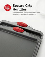 Premium Nonstick Baking Sheet Pans – Set of 3, Heavy-Gauge Carbon Steel, Warp, Dent, and Rust-Resistant – Gourmet Rimmed Half Cookie Sheet Trays, Non-Toxic for Exceptional Baking Performance