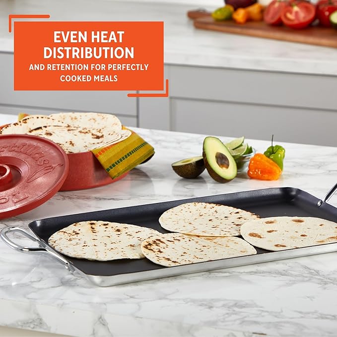 Imusa Double Burner Griddle Non-Stick 20-Inch, Black