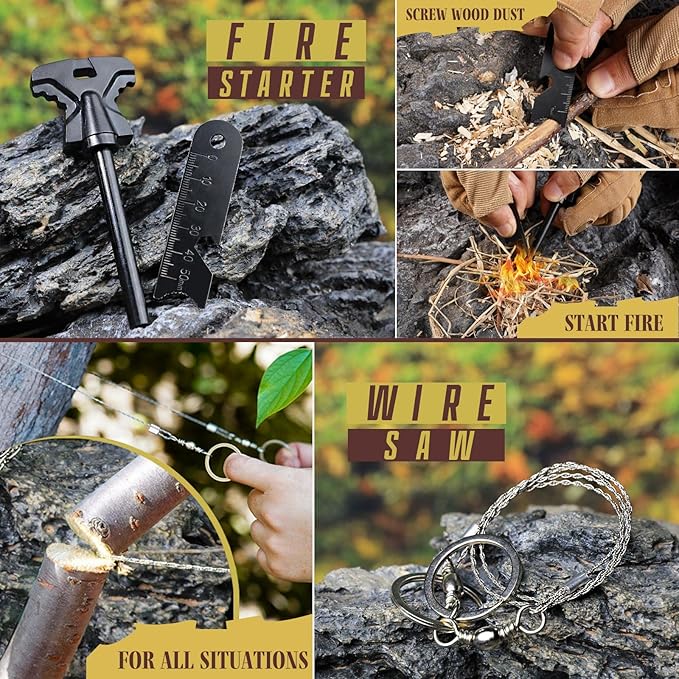 Gifts for Men Husband Dad Christmas, Survival Kit, Emergency Survival Gear and Equipment 14 in 1, Stocking Stuffers Birthday Gifts for Him Boyfriend, Hunting Fishing Camping Accessories, Cool Gadget