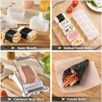 SmileTools Sushi Making Kit & Musubi Maker Kit - for Beginners & Pros with Sushi Roller Bazooka, 2 Bamboo Mats, 2 Musubi Press Molds and Spam Slicer