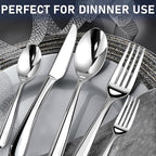 STILLOYE Heavy Duty Silverware Set for 12, 60 Piece Premium Stainless Steel Flatware Utensils Cutlery Set Including Steak Knife Fork and Spoon, Dishwasher Safe, Gift Package for Wedding Housewarming