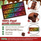 Ziliny Rectangle,Rectangle Holographic Chocolate Bar Mold Silicone, Rainbow Light Effect Chocolate Bar Deep Thick Molds for DIY Candy Dessert Baking, Candy, Wax Melts, Cake Decoration