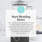 Martha Stewart 50oz Countertop Blender, Smoothie, Margarita & Ice Crushing Blender, BPA-Free Pitcher, 3 Speeds, 5 Presets, Auto-Clean Function, Dishwasher Safe, Stainless Steel Blades, Caviar Gray