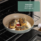 T-Fal Inspire Nonstick Ceramic Cookware Set, 10-Piece, Oven Safe to 500°F, Stockpot, Ceramic Pots and Pans Set, Frying Pans, Saucepans, Stockpot, Protectors, Mint Green
