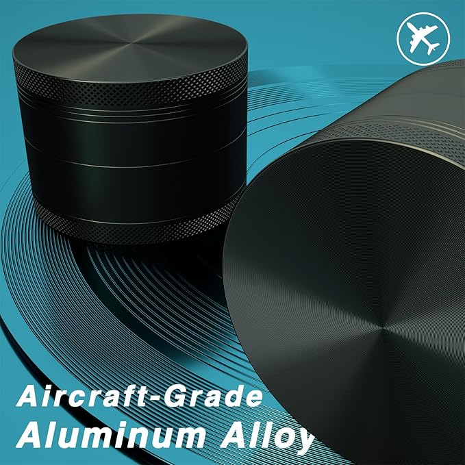 Grinder for Kitchen Spices, 3" Large Size Durable Aluminum Alloy Manual Spice Mills (Black)
