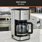 KRUPS Coffee Maker 10 Cups Simply Brew Stainless Steel Drip Coffee Maker,900 Watts-Coffee Filter,Drip Free,Dishwasher Safe Pot,Black & Silver,(Pack of 2)
