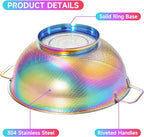 2PCS Rainbow Strainer for Kitchen, 3QT and 5QT, Stainless Steel Colander with Handle for Fruits Vegetables Cooking Food, Dishwasher Safe